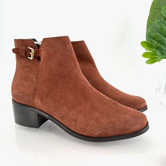 Cole Haan Womens Haidyn Ankle Booties Size 11 B Brown Leather Buckle W22416 - Picture 1 of 13